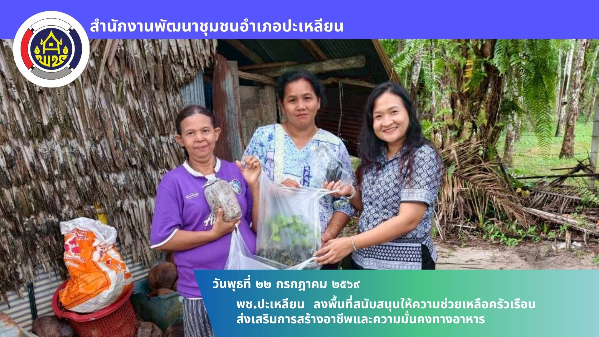 🌟พช.ปะเหลียน ลงพื้นที่สนับสนุนให้ความช่วยเหลือครัวเรือน ส่งเสริมการสร้างอาชีพและความมั่นคงทางอาหาร